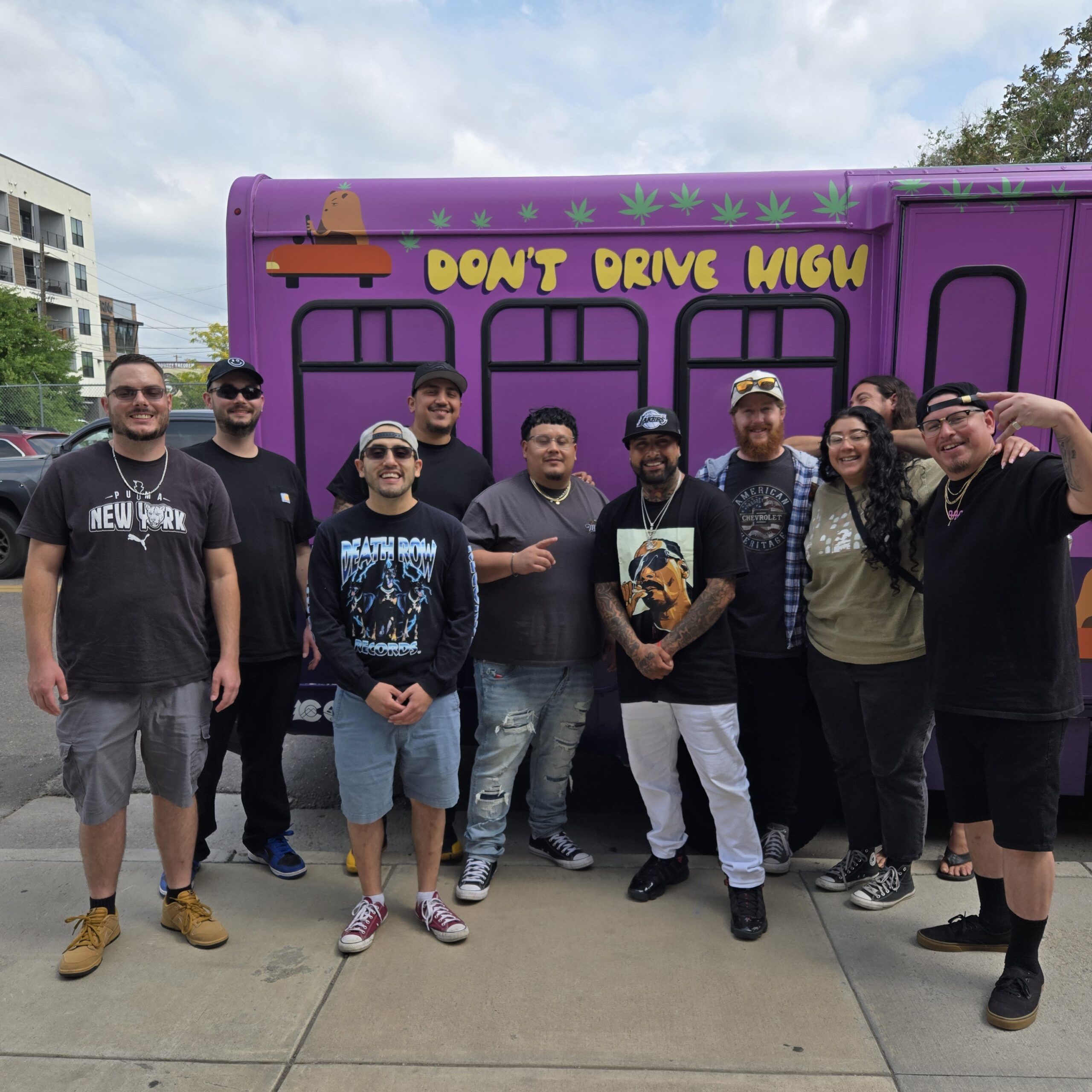 Denver Broncos Game Day Transportation bus with free tacos